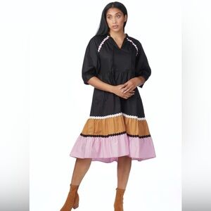 Crosby by Mollie Burch black color block dress euc size s